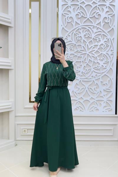 Şüheda Tesettür Elbisem Zümrüt