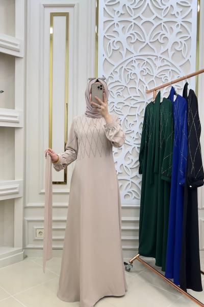 Şüheda Tesettür Elbisem Krem