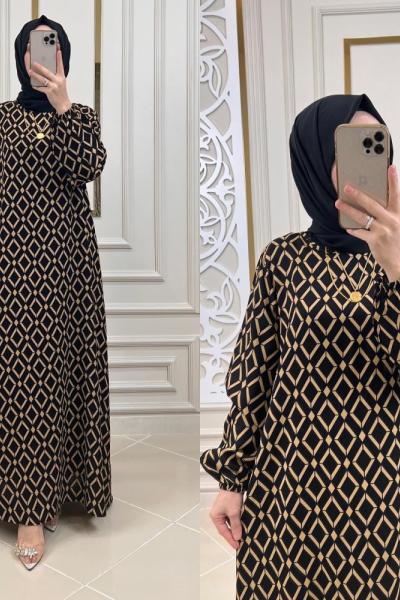 Tesettür Elbisenin En Rahat Hali Siyah Hardal