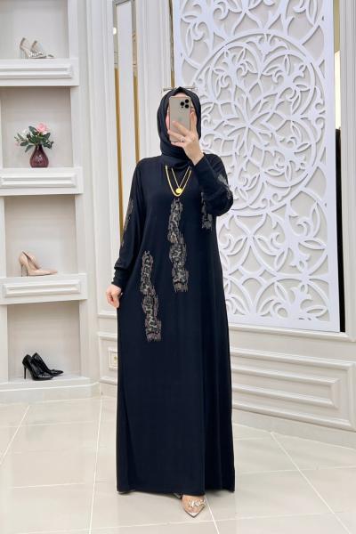 Tesettür Sandy Elbise  Siyah