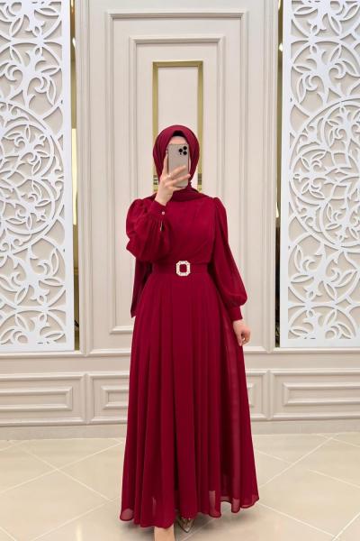 Tesettür Abiye Elbisem Bordo