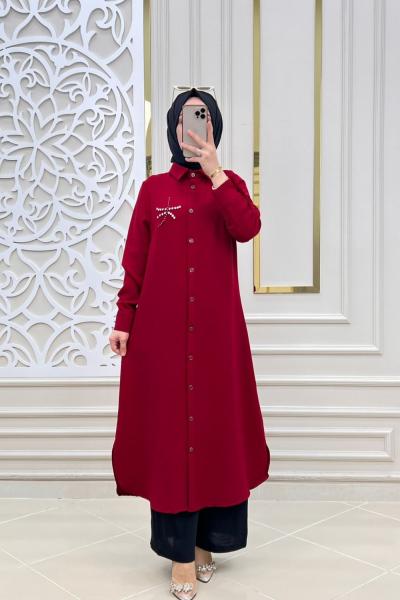 Tesettür Elbise Haziran Tunik Kırmızı