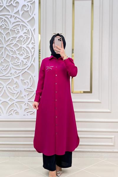 Tesettür Elbise Haziran Tunik Fuşya