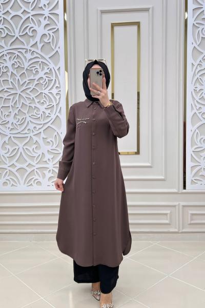 Tesettür Elbise Haziran Tunik toprak