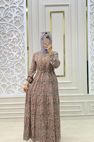 Tesettür Serap Elbisem Pudra