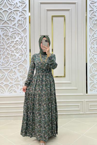 Tesettür Serap Elbisem Yeşil