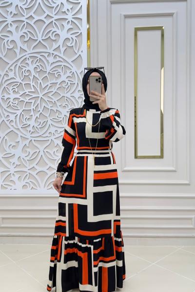 Tesettür Elbisem Turuncu