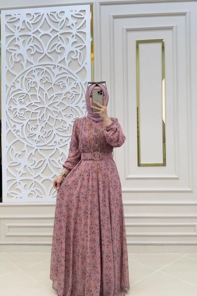 Tesettür Selvim Elbisem Pudra