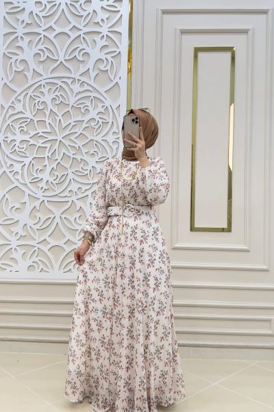 Tesettür Selvim Elbisem Beyaz