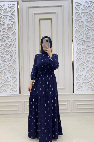 Tesettür Filiz Elbisem Lacivert