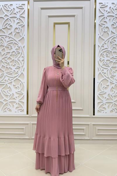 Tesettür Katre Elbise  Pembe