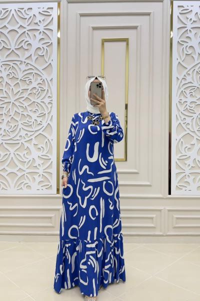 Tesettür Sevcan Elbisem Mavi