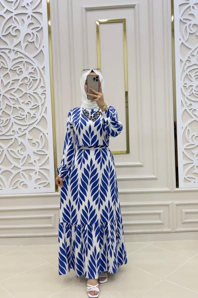 Tesettür Burçak Elbisem Mavi