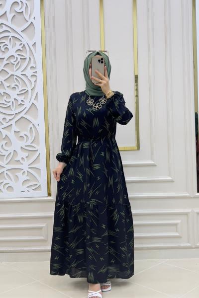 Tesettür İmza Elbisem Siyah Haki