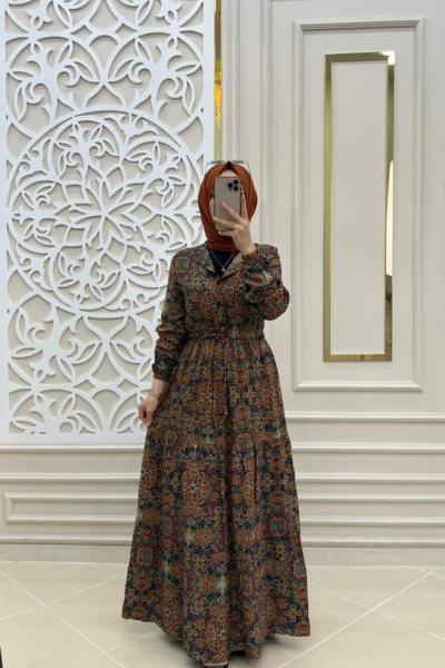 Tesettür Kehribar Elbisem Kiremit