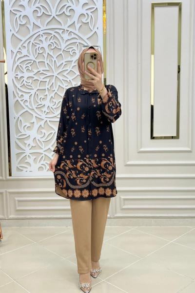 Tesettür Çiçek Takım Siyah