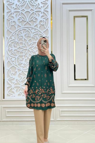 Tesettür Çiçek Takım Zümrüt