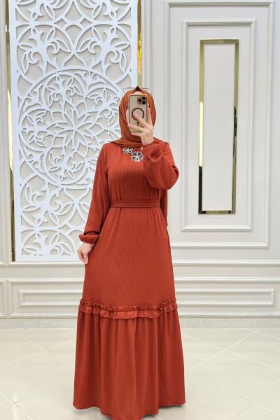Tesettür Semra Elbisem Turuncu