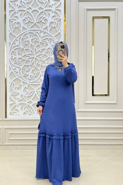 Tesettür Semra Elbisem Mavi