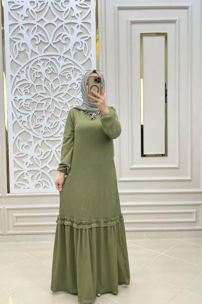 Tesettür Semra Elbisem Fıstık Yeşili