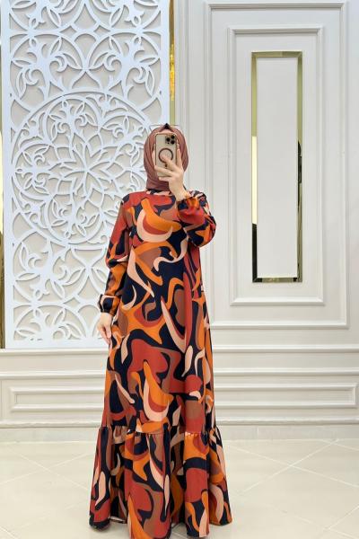 Tesettür Elmas Elbisem Turuncu