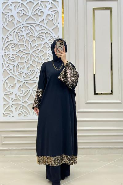 Tesettür Sezgi Tunik Siyah Gold