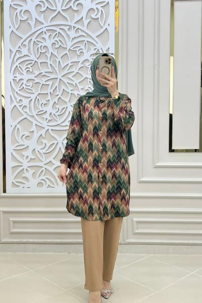 Tesettür Tunik Takım  Haki