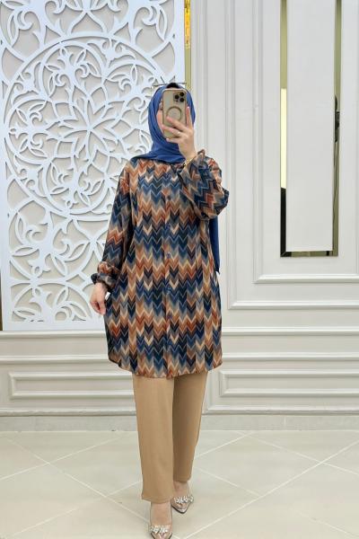 Tesettür Tunik Takım  Mavi