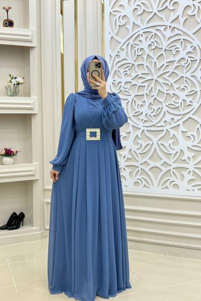 Tesettür Abiye Elbisem İndigo