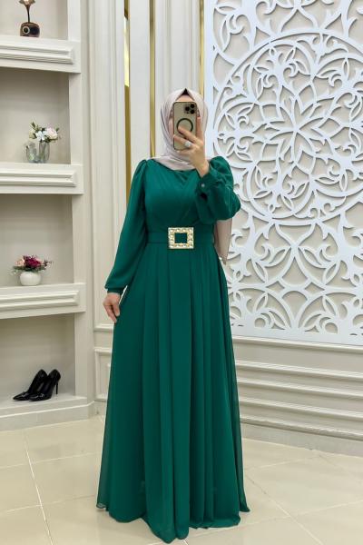 Tesettür Abiye Elbisem Zümrüt