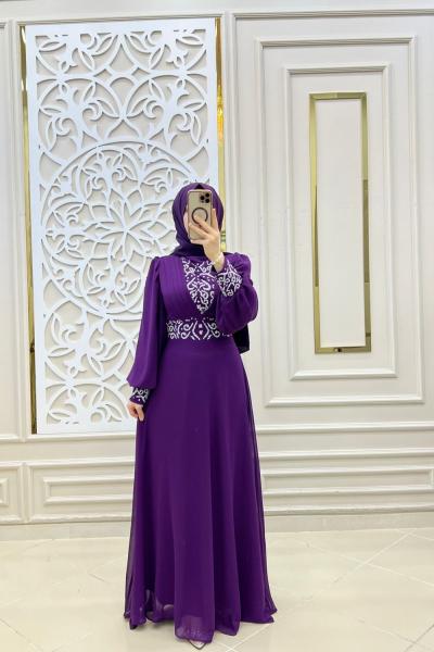 Tesettür Hürrem Elbise Mor