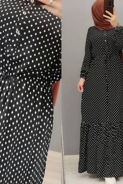 Tiril Tiril Puantiyeli Elbisem  Siyah