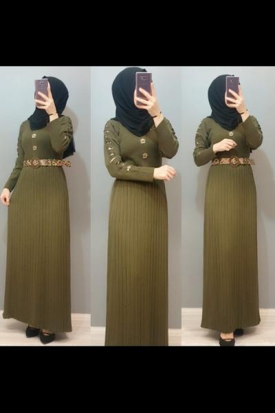 Triko Elbisemiz Yeni Sezonun En Güzellerinden Haki