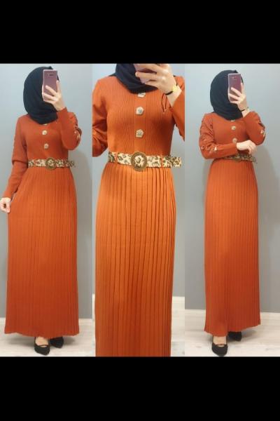 Triko Elbisemiz Yeni Sezonun En Güzellerinden Kiremit