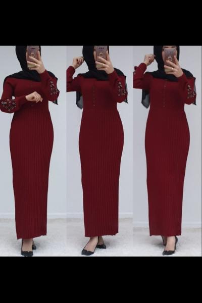 Triko Elbisemiz Yeni Sezonun En Güzellerinden Bordo