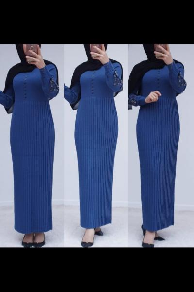 Triko Elbisemiz Yeni Sezonun En Güzellerinden Mavi