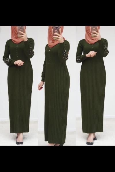 Triko Elbisemiz Yeni Sezonun En Güzellerinden Haki