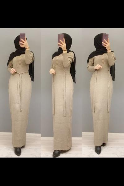 Triko Elbisemiz Yeni Sezonun En Güzellerinden Taş Rengi