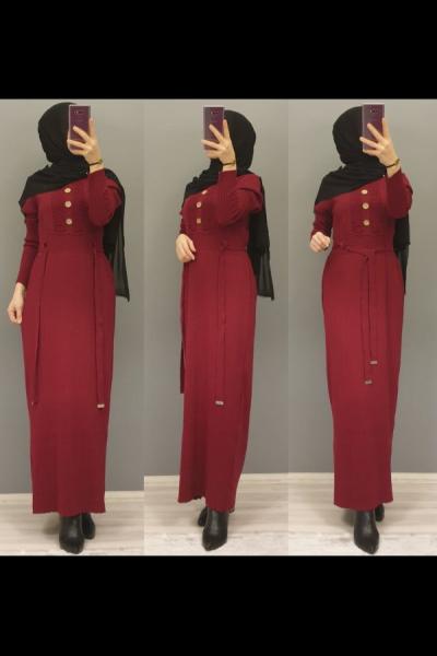 Triko Elbisemiz Yeni Sezonun En Güzellerinden Bordo