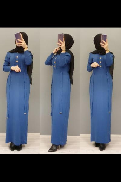 Triko Elbisemiz Yeni Sezonun En Güzellerinden Mavi