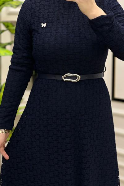 Tuba Dantel Elbise  Lacivert