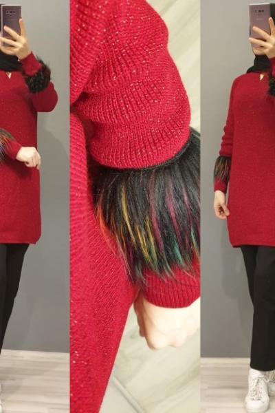 Tül Detay Tuniğim Kırmızı