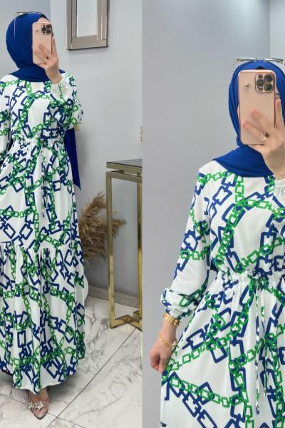 Vera Elbisem Beyaz mavi