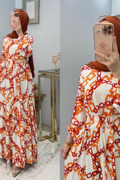 Vera Elbisem Beyaz turuncu