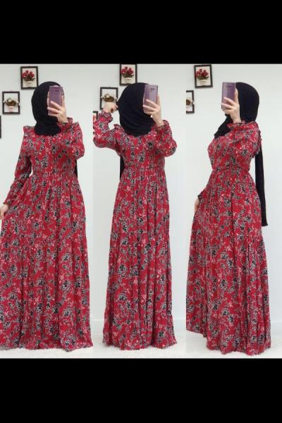 Viskon Elbisem Bordo