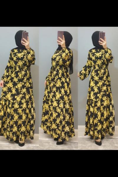 Viskon Elbisem Sarı