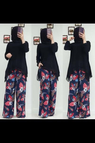 Viskon Pantolon Nar Lacivert