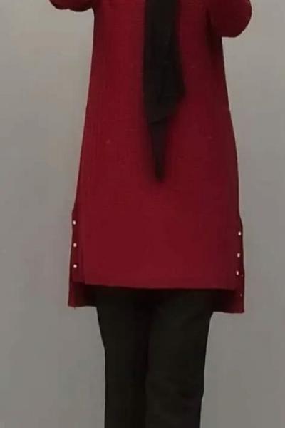 Yanları Düğmeli Tuniğim Bordo