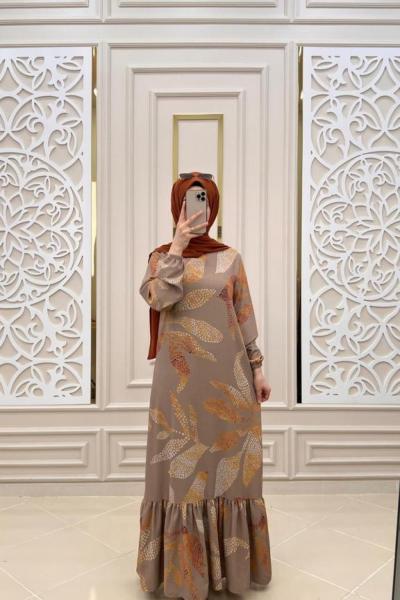 Yaprak  Elbisem Vizon