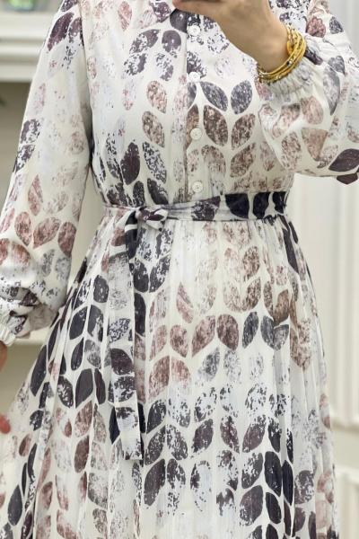 Yaprak Elbisem Kahverengi